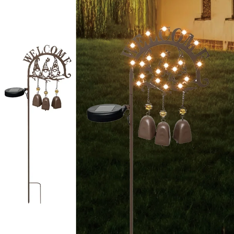 SM24421 Solar Stake Light with Plastic PP Metal Iron Gnome and Windchime_1
