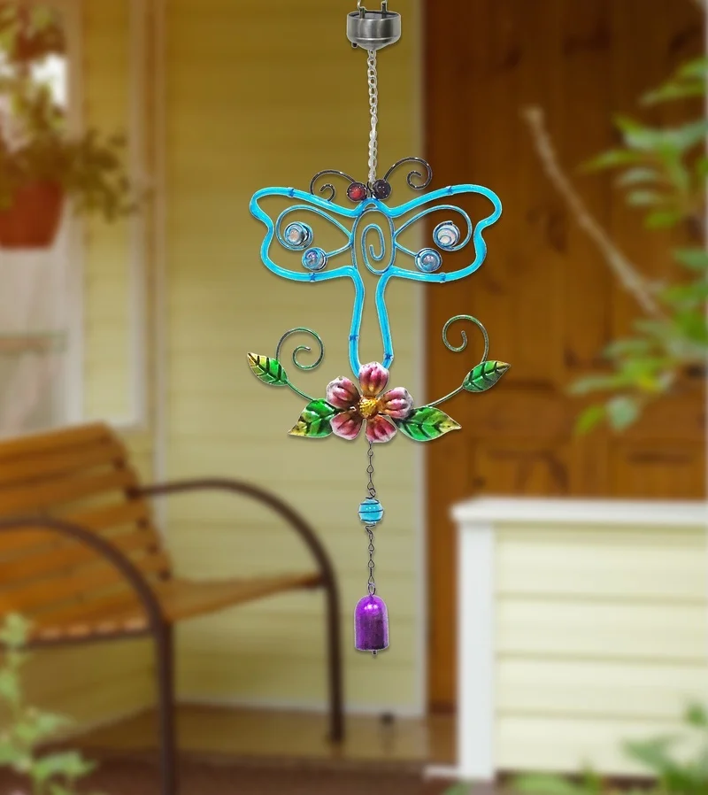 SM24423 Plastic PP Solar Dragonfly Animal Hanging Windchime Light_2