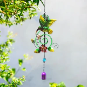 SM24426 Plastic PP Solar Hummingbird Bird Animal Windchime Hanging Light