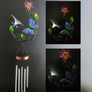 SM24436 Plastic PP Butterfly Animal Solar Hanging Windchime Light
