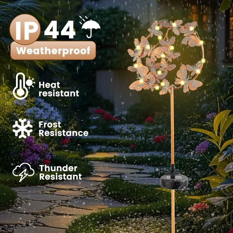 SM24451 Pink Plastic PP Butterfly Solar Stake Light with Stand, Small Decorative Animal_5_20251010_142404