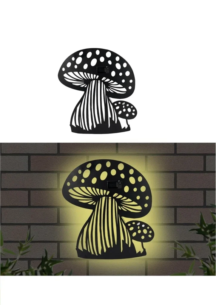 SM24455 Mushroom Metal Iron Solar Wall Decor