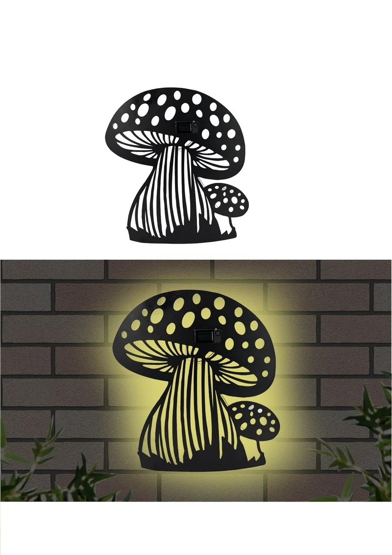SM24455 Mushroom Metal Iron Solar Wall Decor