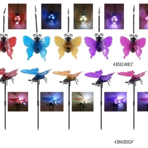 SM24468 Black Plastic PP Butterfly Solar Stake Light with Stand, Decorative Animal Design