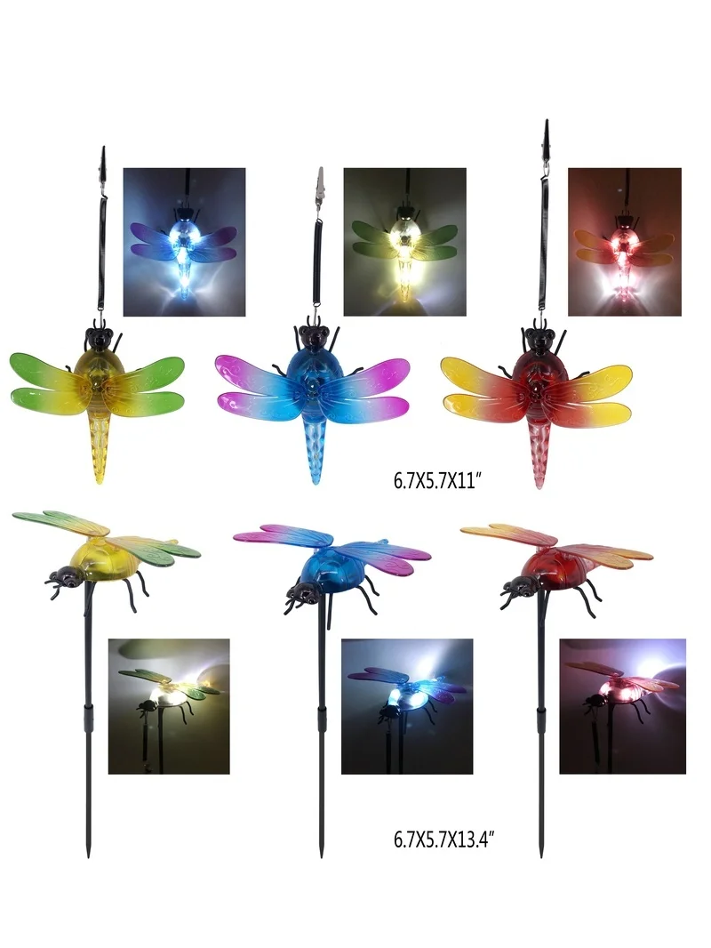 SM24469 Plastic PP Dragonfly Solar Stake Light with Globe