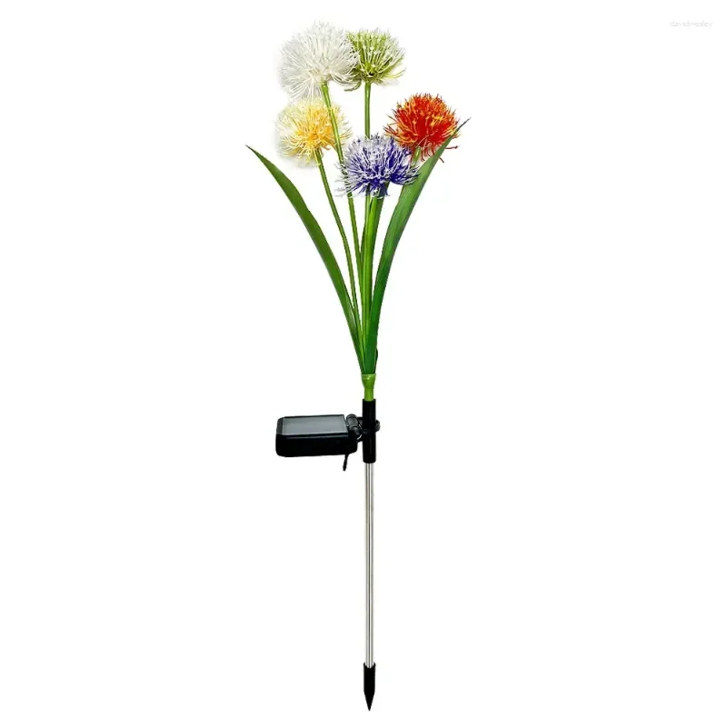 SM24524 Large Solar-Powered Decorative Plastic PP Dandelion Flower Stake Light - Green & Purple_2