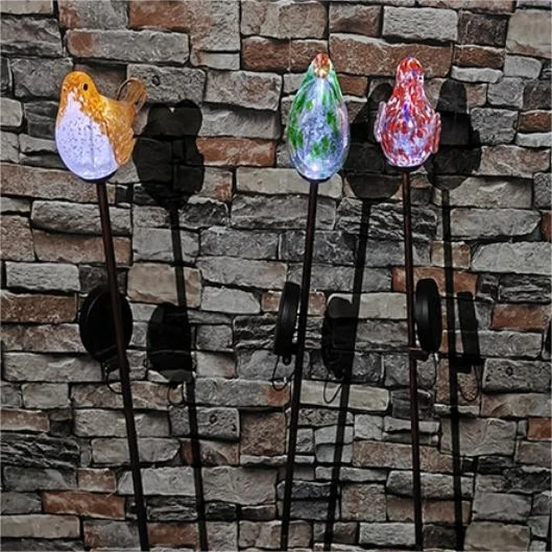 SM24554 Glass + metal Iron Solar Glass Bird Garden Stake Lights - Animal Design_1