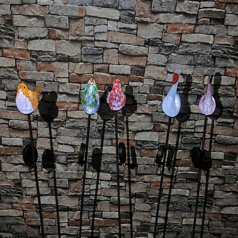 SM24554 Glass + metal Iron Solar Glass Bird Garden Stake Lights - Animal Design_11