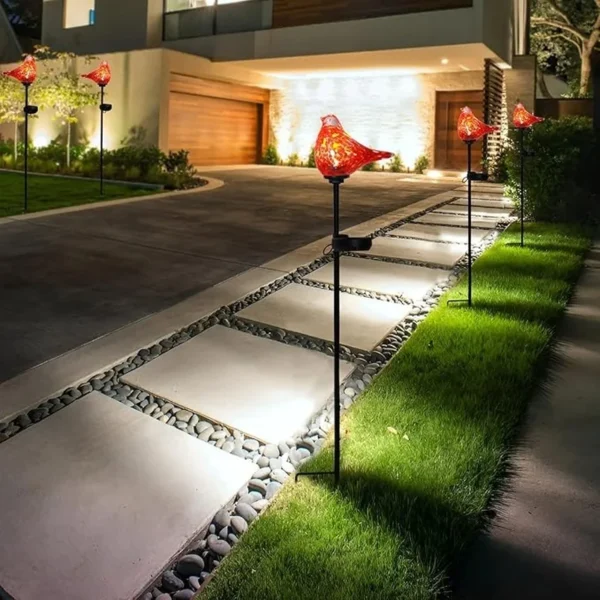 SM24554 Glass + metal Iron Solar Glass Bird Garden Stake Lights - Animal Design_12