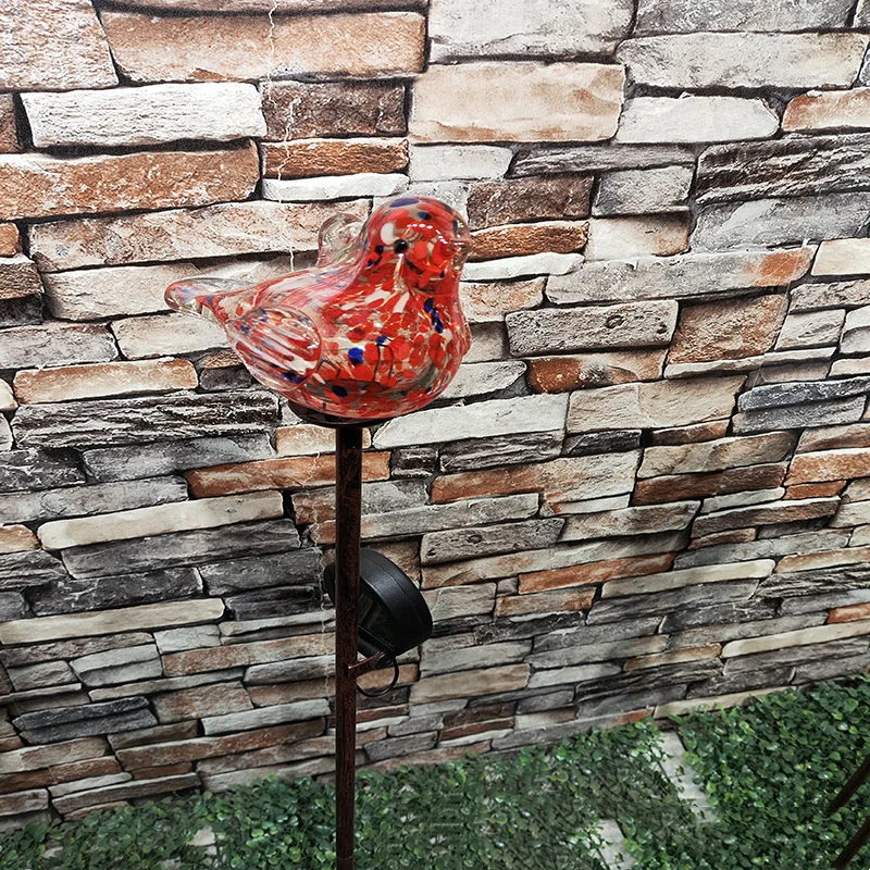 SM24554 Glass + metal Iron Solar Glass Bird Garden Stake Lights - Animal Design_13