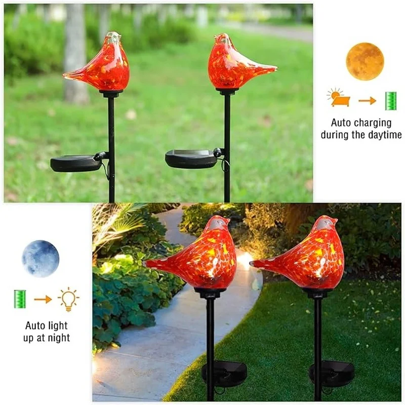 SM24554 Glass + metal Iron Solar Glass Bird Garden Stake Lights - Animal Design_16