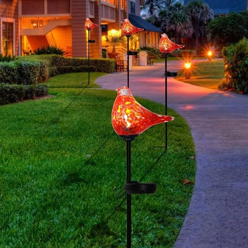 SM24554 Glass + metal Iron Solar Glass Bird Garden Stake Lights - Animal Design_5