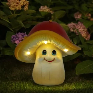 SM24555 Niedliche Pilz-Solarstatue aus Kunstharz
