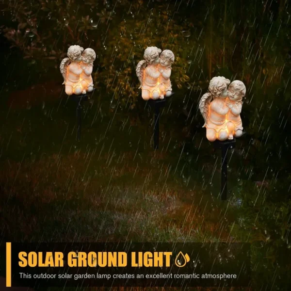 SM24599 Solar Stake Light Resin Statue of Little Angel Couple_8