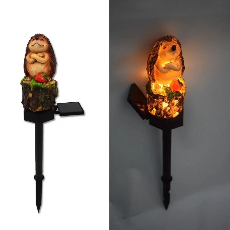 SM24600 Hedgehog Resin Statue Solar Stake Light Animal
