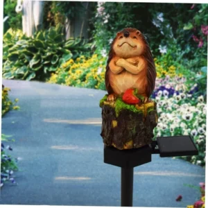 SM24600 Hedgehog Resin Statue Solar Stake Light Animal_2