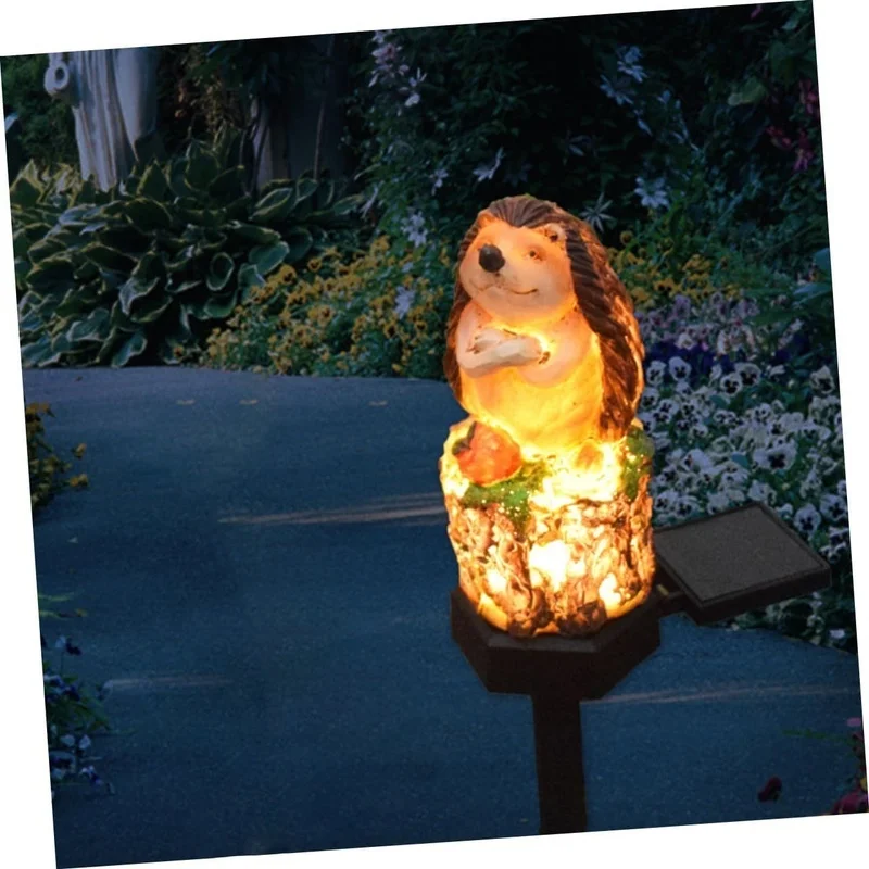 SM24600 Hedgehog Resin Statue Solar Stake Light Animal_3
