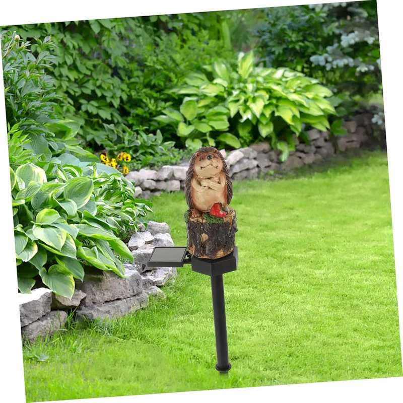 SM24600 Hedgehog Resin Statue Solar Stake Light Animal_4