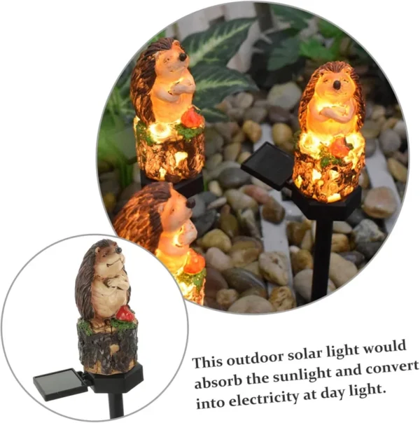 SM24600 Hedgehog Resin Statue Solar Stake Light Animal_5
