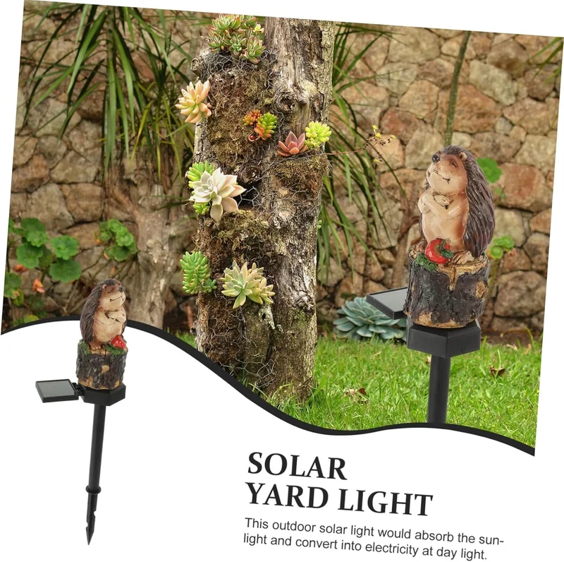 SM24600 Hedgehog Resin Statue Solar Stake Light Animal_7