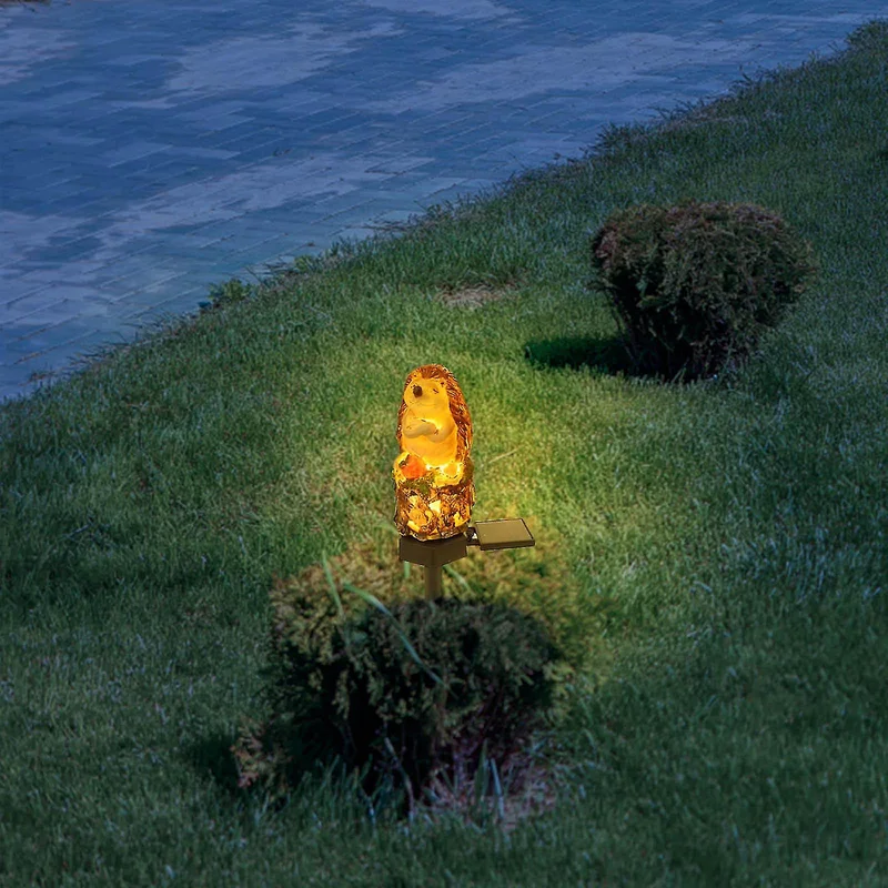 SM24600 Hedgehog Resin Statue Solar Stake Light Animal_8