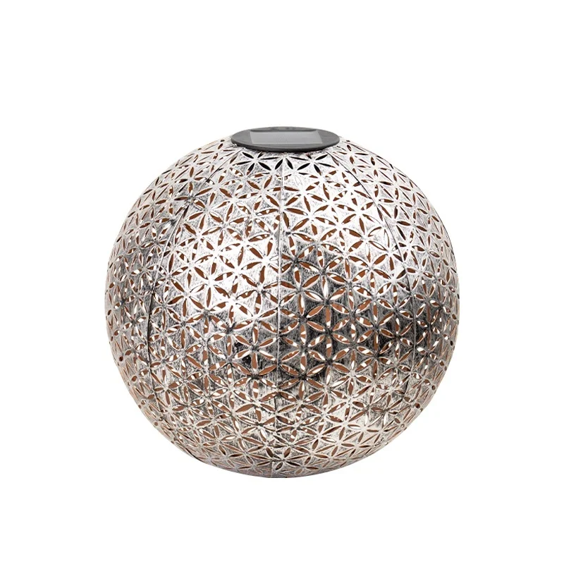 SM24603 PP Plastic Spherical Solar Hollow Design Hanging Lantern Light_2