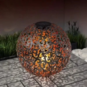 SM24604 Spherical Hollow Solar Metal Iron Lantern Hanging Light