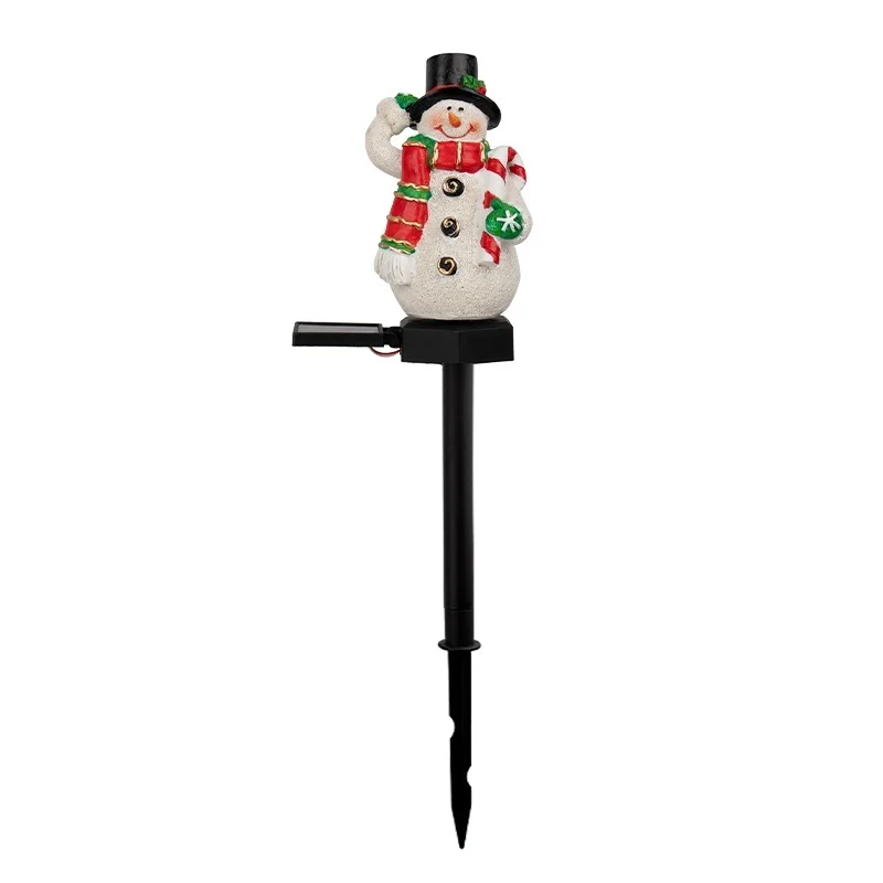 SM24607 Christmas Solar Stake Light Resin Statue - Snowflake Snowman_2