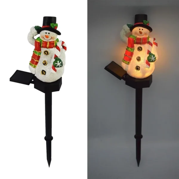 SM24607 Christmas Solar Stake Light Resin Statue - Snowflake Snowman_4