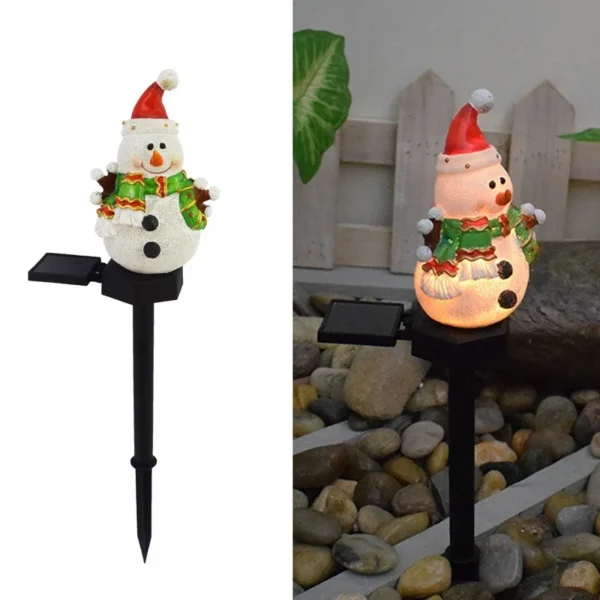 SM24607 Christmas Solar Stake Light Resin Statue - Snowflake Snowman_5