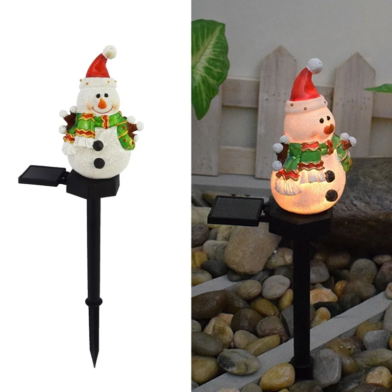 SM24607 Christmas Solar Stake Light Resin Statue - Snowflake Snowman_5