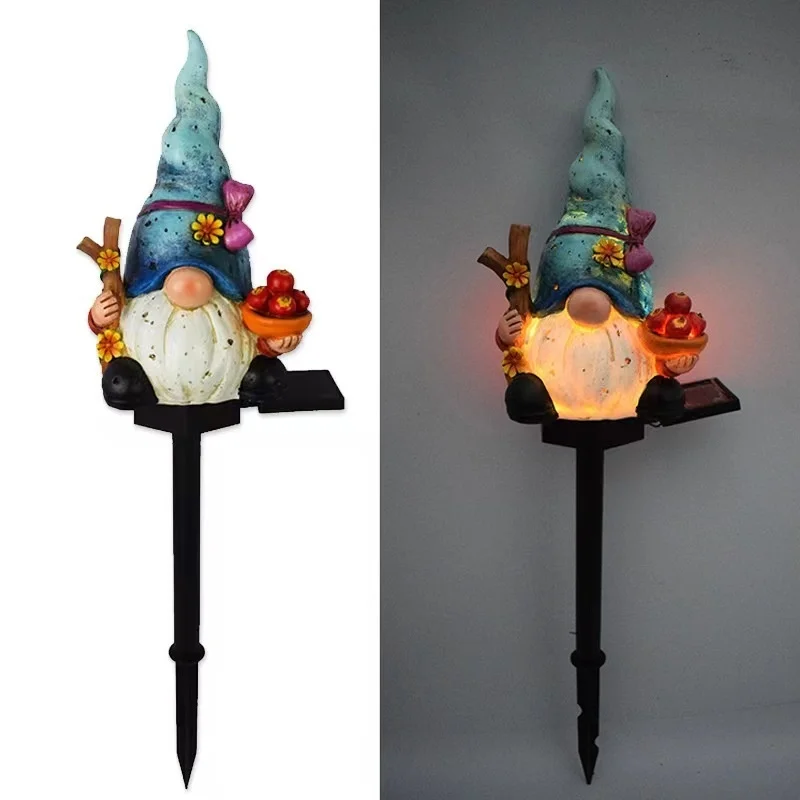 SM24608 Solar Stake Light Resin Statue - Dwarf Genie