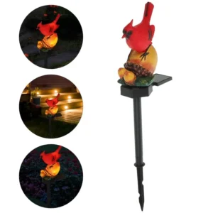 SM24610 Christmas Solar Bird Stake Light Resin Animal Statue_1
