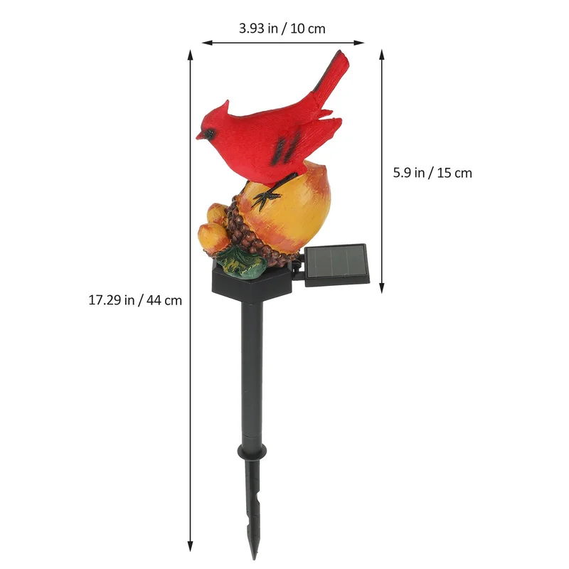 SM24610 Christmas Solar Bird Stake Light Resin Animal Statue_12