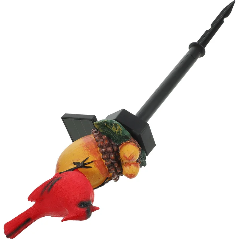 SM24610 Christmas Solar Bird Stake Light Resin Animal Statue_13