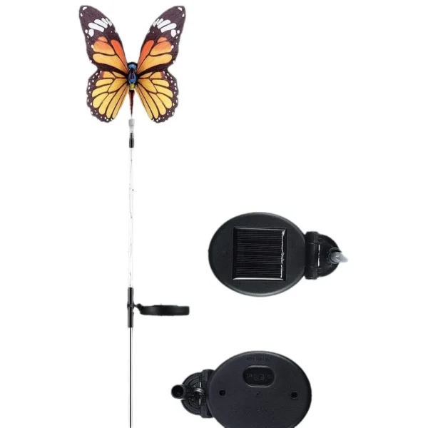 SM24618 Plastic PVC+ silk cloth Butterfly Solar Outdoor Garden Stake Lights Animal Decorations_4