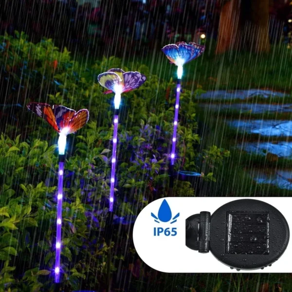 SM24618 Plastic PVC+ silk cloth Butterfly Solar Outdoor Garden Stake Lights Animal Decorations_5