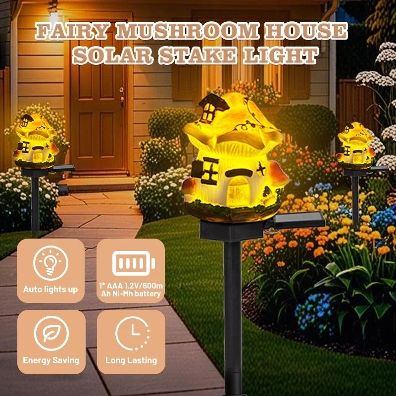SM24621 Solar Stake Light Resin Statue – Fairy Mushroom House_3_20251010_142404