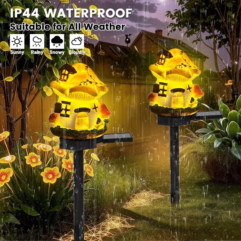 SM24621 Solar Stake Light Resin Statue – Fairy Mushroom House_4