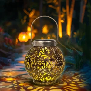 SM24627A metal-iron Bronze Hollow-Out Solar Lantern for Hanging or Tabletop Use_1