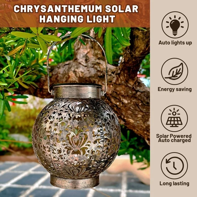 SM24627B Plastic PP Chrysanthemum Flower Solar Hanging Light_5