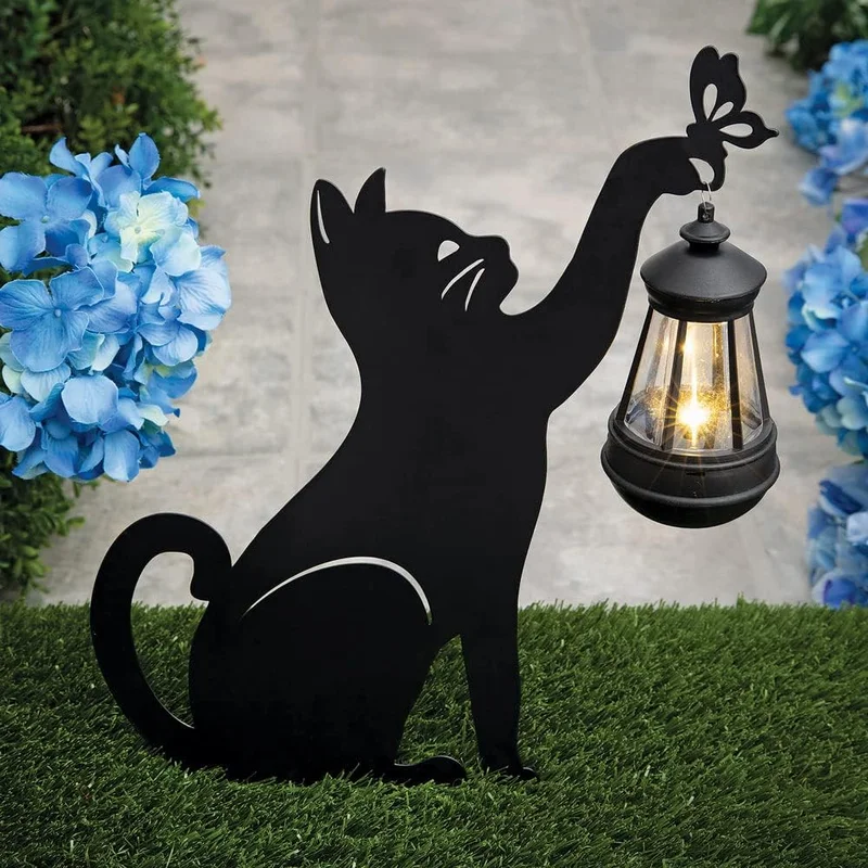 SM24629 Black Cat ABS Plastic Handheld Solar Lantern Hanging Animal Light_2