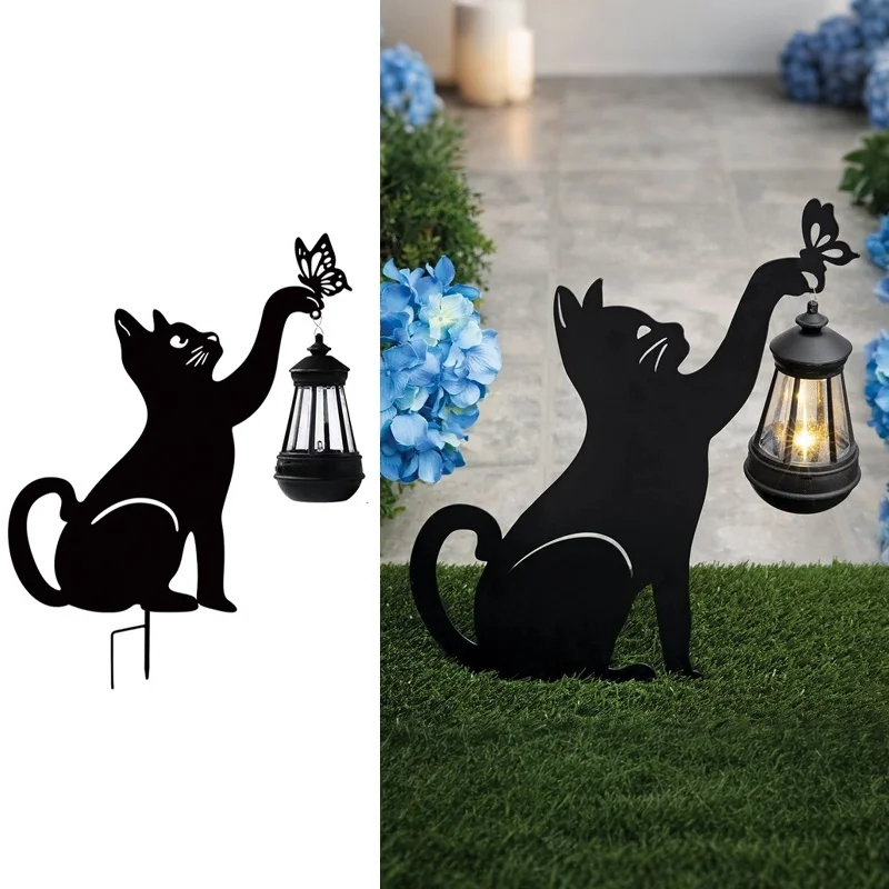 SM24629 Black Cat ABS Plastic Handheld Solar Lantern Hanging Animal Light_3