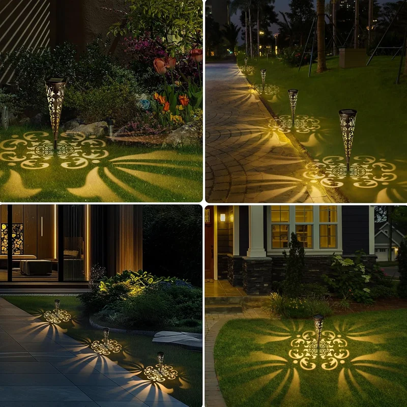 SM24636 Solar Metal Iron Hollow-Out Lantern Stake Lights Decoration_2