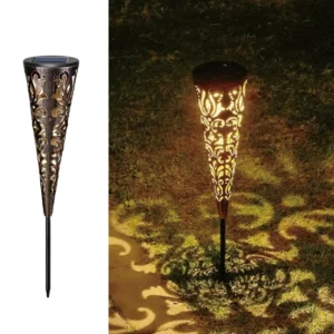 SM24636 Solar Metal Iron Hollow-Out Lantern Stake Lights Decoration_3