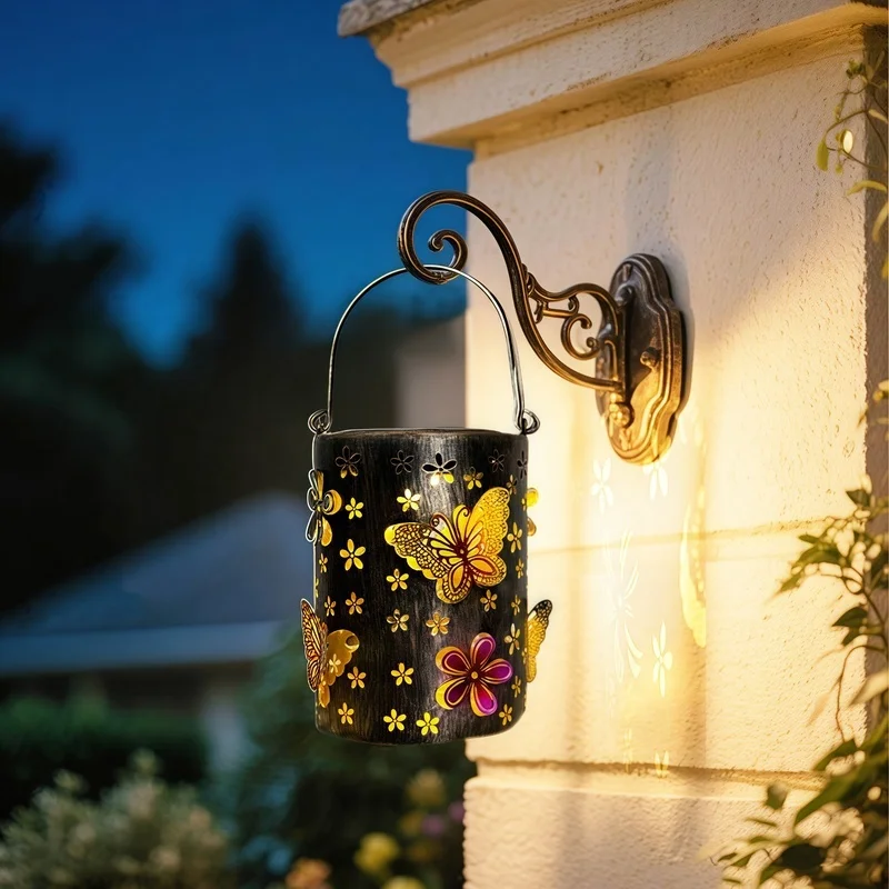 SM24646 Plastic PP Solar Hanging Lantern with Colorful Butterfly Animal Design_1