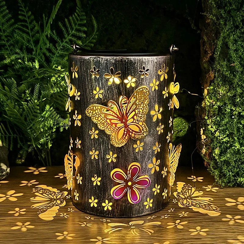 SM24646 Plastic PP Solar Hanging Lantern with Colorful Butterfly Animal Design_10