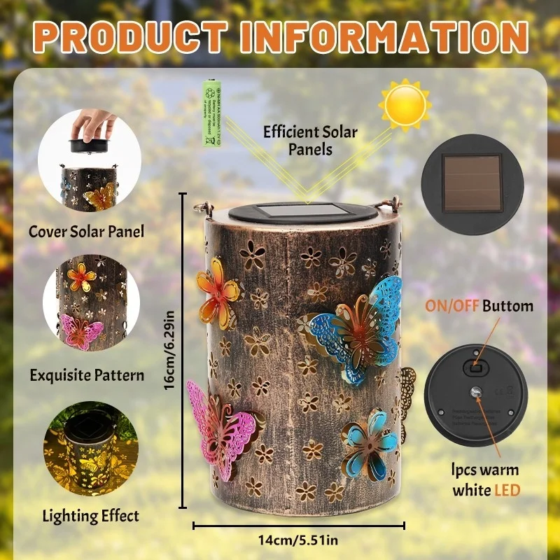 SM24646 Plastic PP Solar Hanging Lantern with Colorful Butterfly Animal Design_11