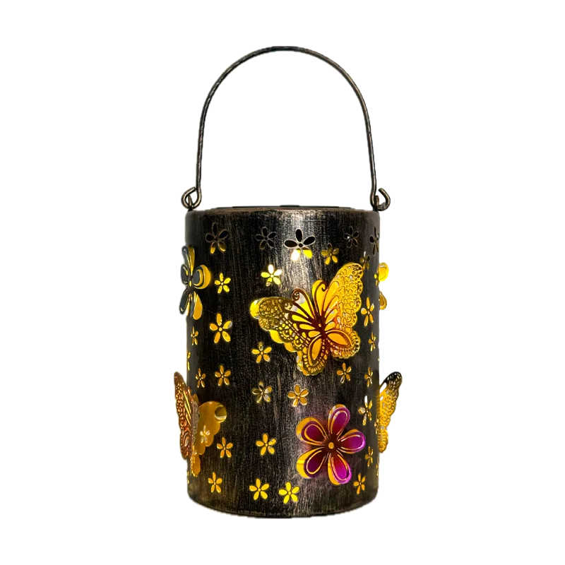 SM24646 Plastic PP Solar Hanging Lantern with Colorful Butterfly Animal Design_2
