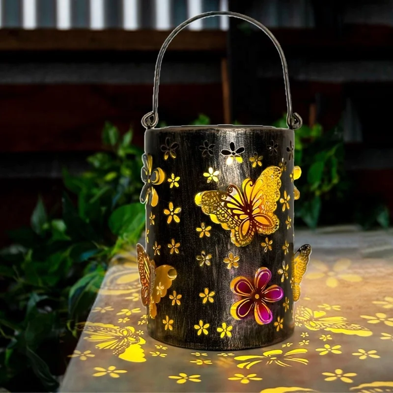 SM24646 Plastic PP Solar Hanging Lantern with Colorful Butterfly Animal Design_4